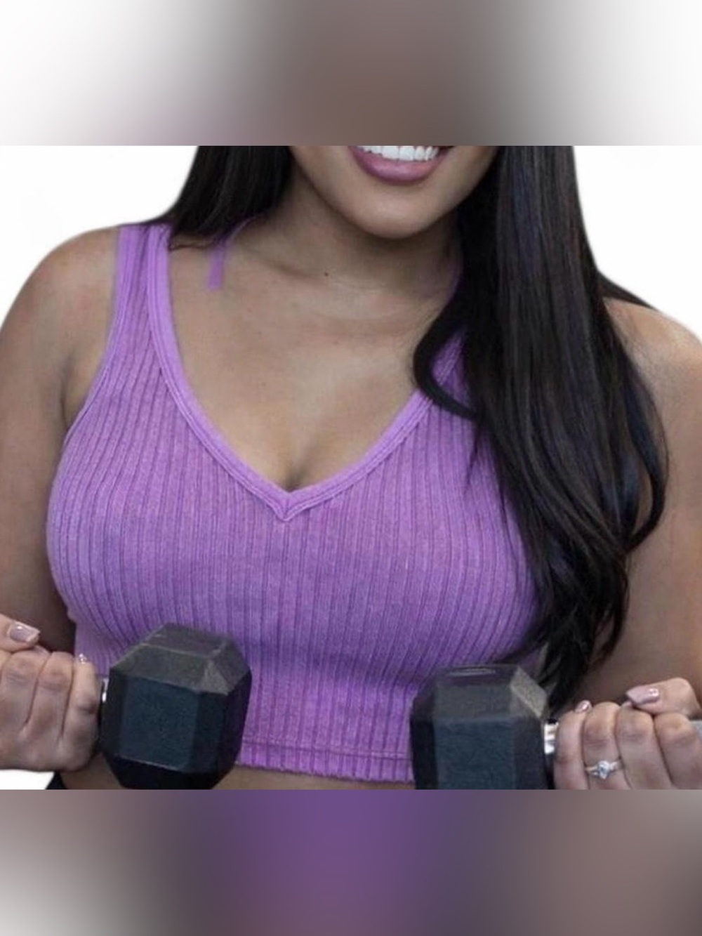 NIB Purple Ribbed Crop Top/Bra